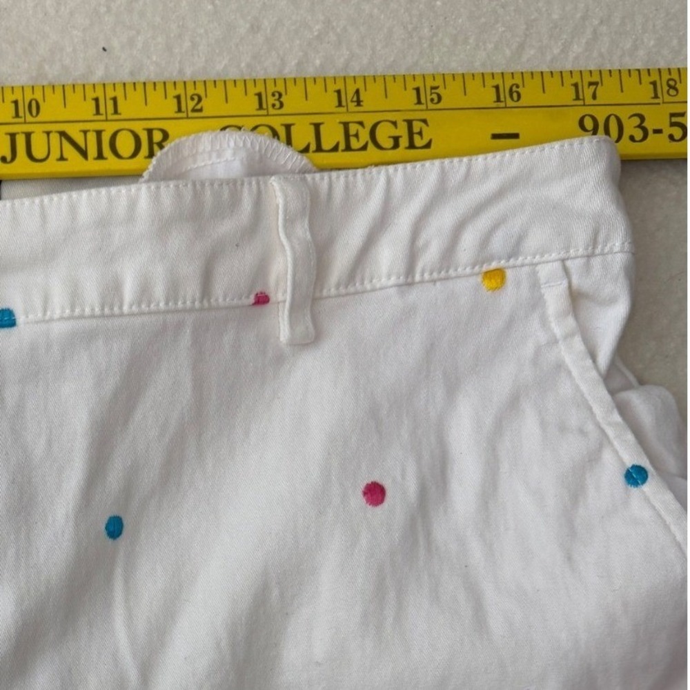 Briggs New York White Embroidered Polka Dot Crop Capri Pants Size 16 98% Cotton - Picture 2 of 8